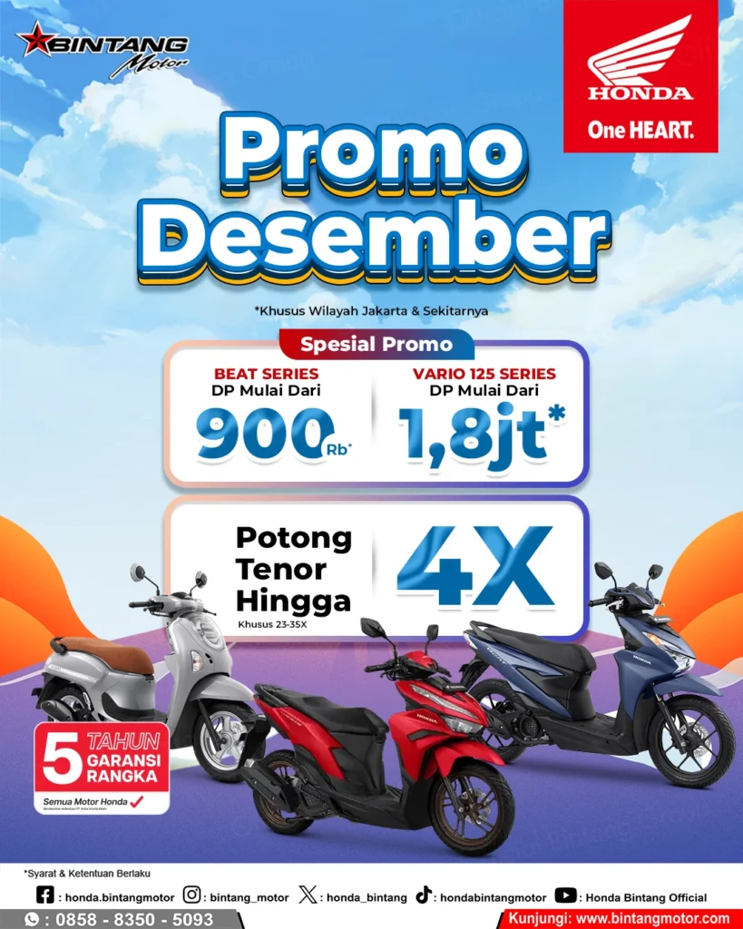 Promo Motor Honda Jakarta Bulan Desember – DP Ringan & Potongan Tenor Spesial